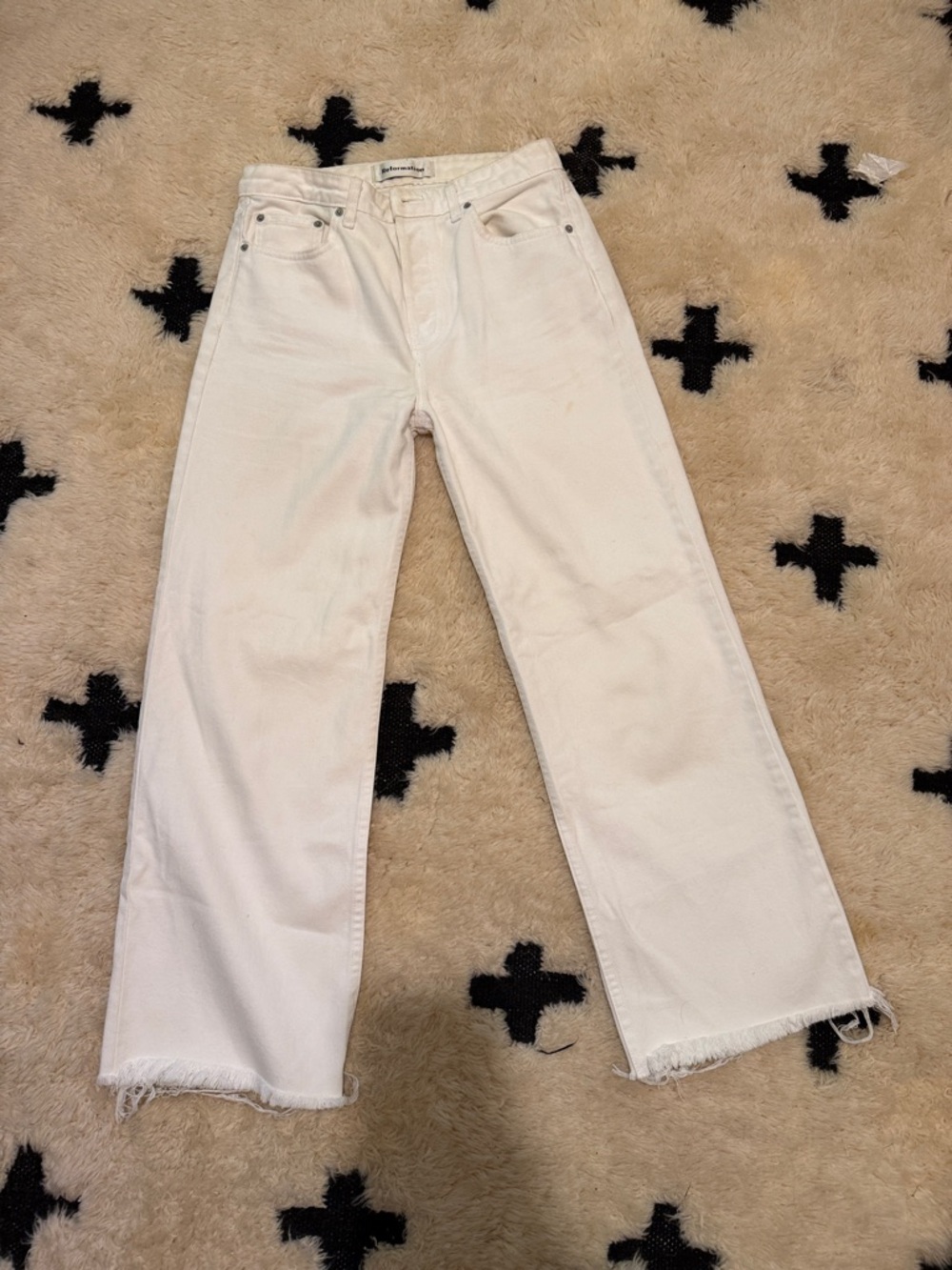 Reformation White wide-Leg Jeans - Casual Raw Hem